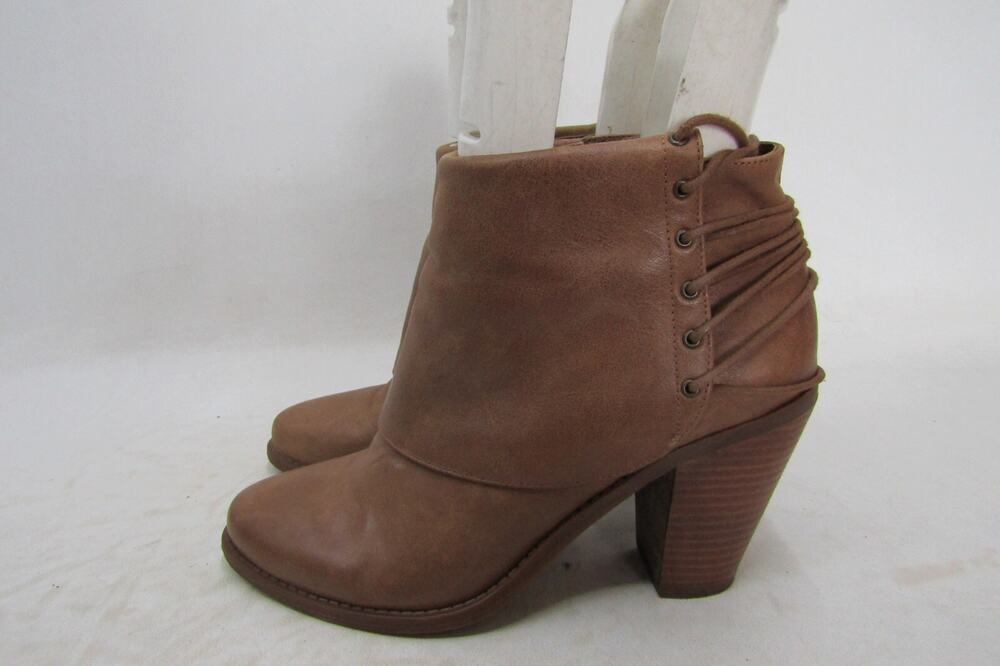 Jessica Simpson Womens Size 7.5 M Brown Leather Zip Ankle Fashion Boots Bootie